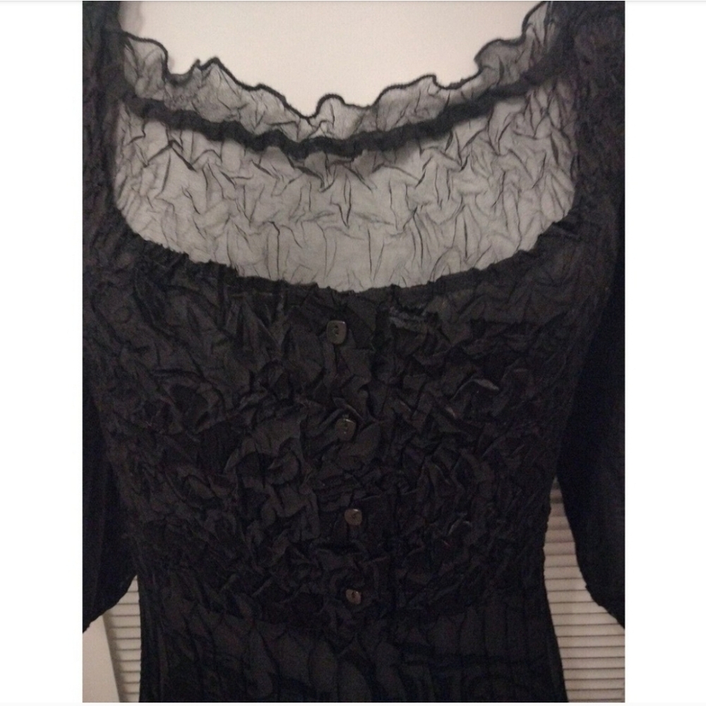Komarov Gothic Black Chiffon Sheer Midi Dress Woman XL - Picture 6 of 10